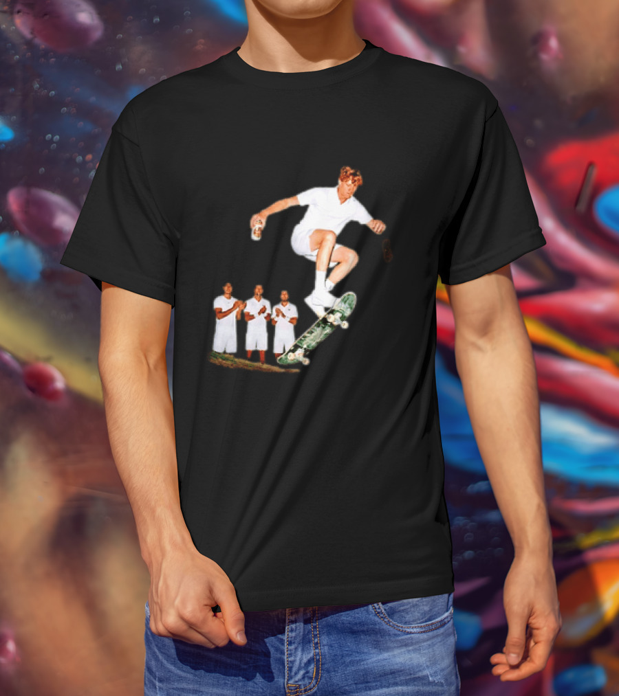 Jannik Sinner Skateboarding Wimbledon Men's Singles Italy 2026 Tennis Champion Jump T-Shirt