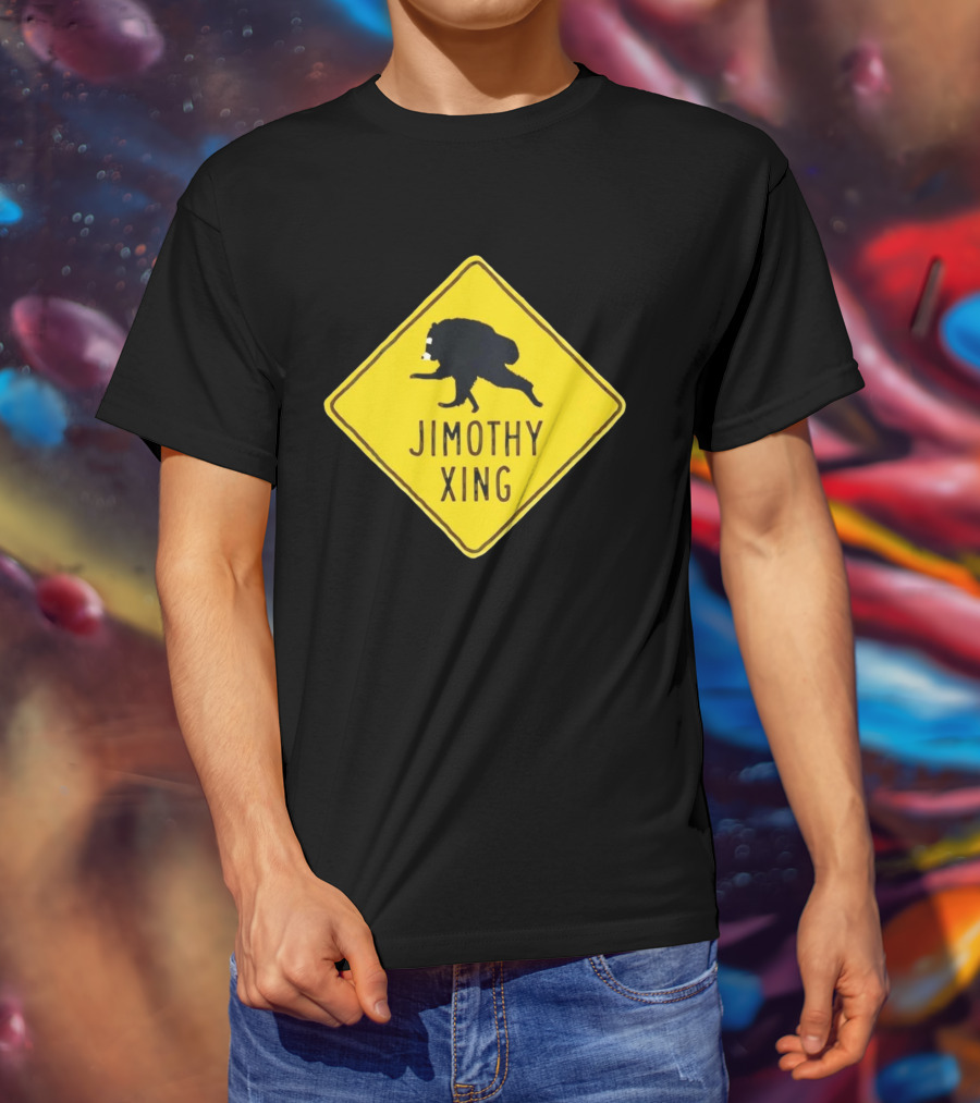 Jimothy Xing Raccoon Sign Crossing T-Shirt