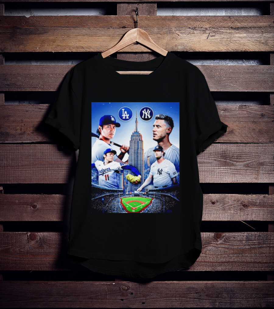 Los Angeles Dodgers Vs New York Yankees Shohei Ohtani Yoshinobu Yamamoto Baseball City Skyline T-Shirt