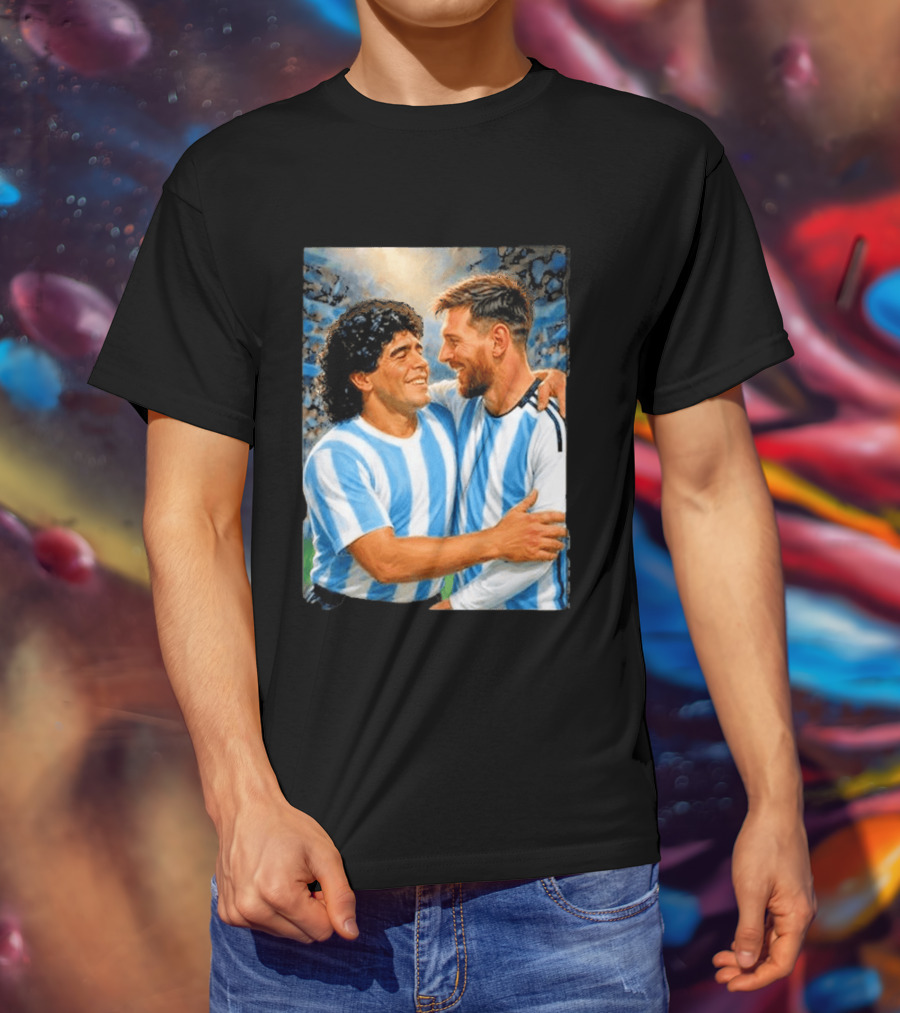 Lionel Messi Maradona Argentina Football Legends Digital T-Shirt