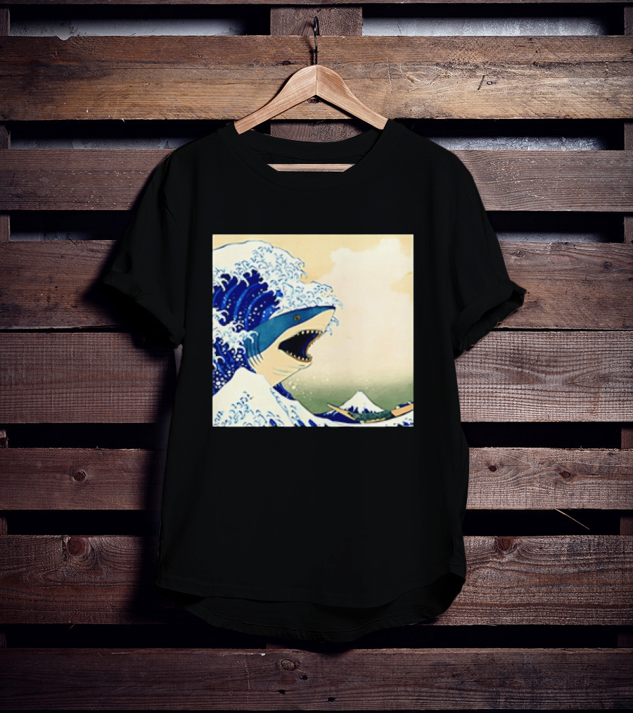 The Great Wave Off Kanagawa Sharks Fusion Art Japan Ukiyo E T-Shirt