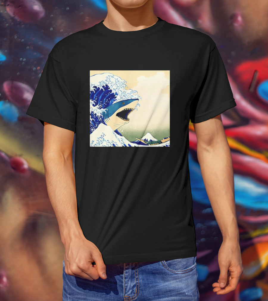 The Great Wave Off Kanagawa Sharks Fusion Art Japan Ukiyo E T-Shirt