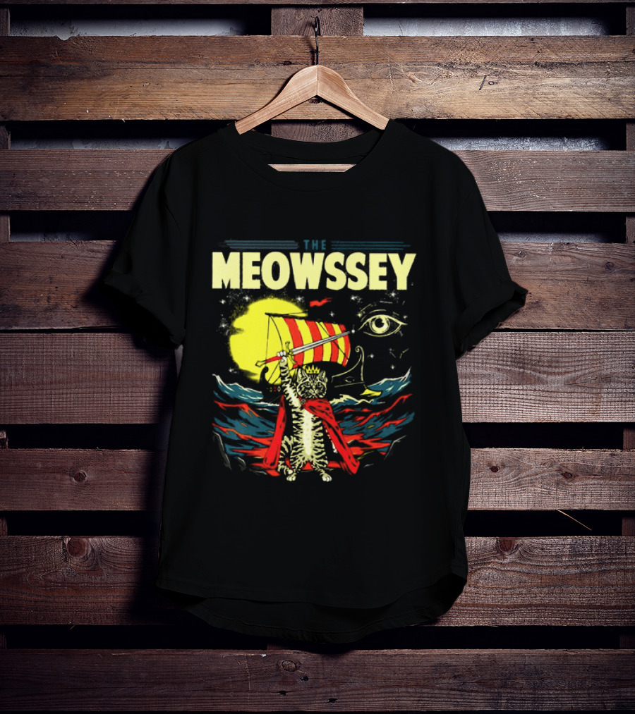 The Meowssey Vintage Odyssey Cat With Eye And Stripes T-Shirt