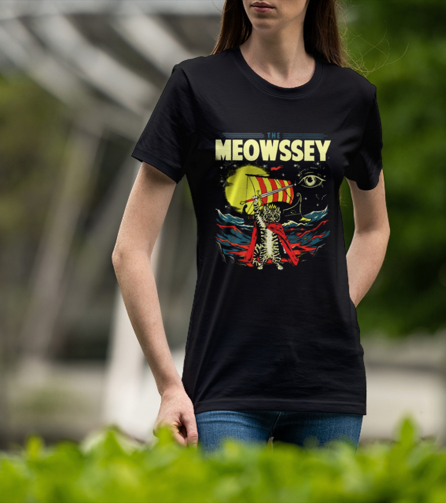 The Meowssey Vintage Odyssey Cat With Eye And Stripes T-Shirt