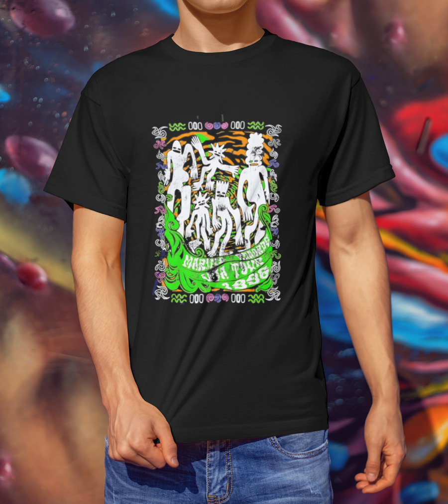 Marine Records 1996 USA Tour Alternative Rock Silhouette Art Psychedelic T-Shirt