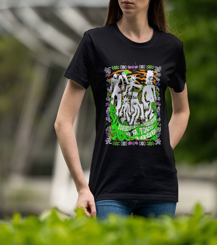 Marine Records 1996 USA Tour Alternative Rock Silhouette Art Psychedelic T-Shirt
