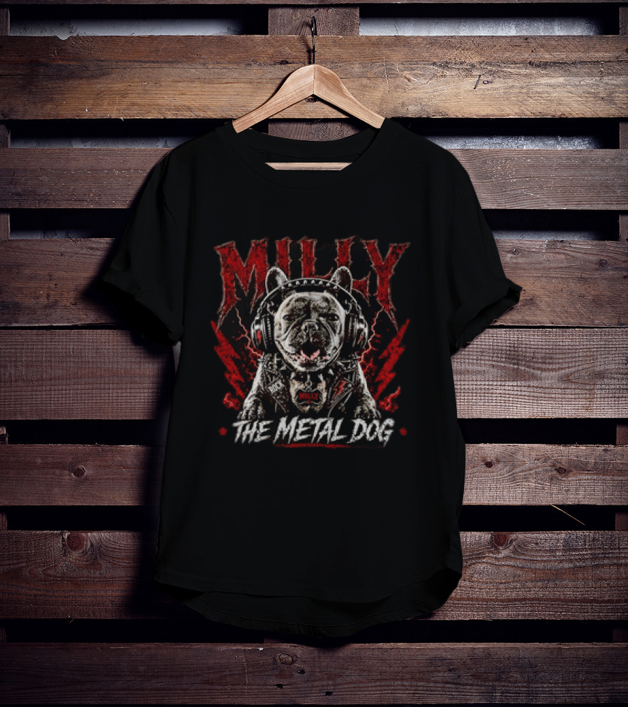 Milly The Metal Dog Headphones Red Lightning Jacket T-Shirt