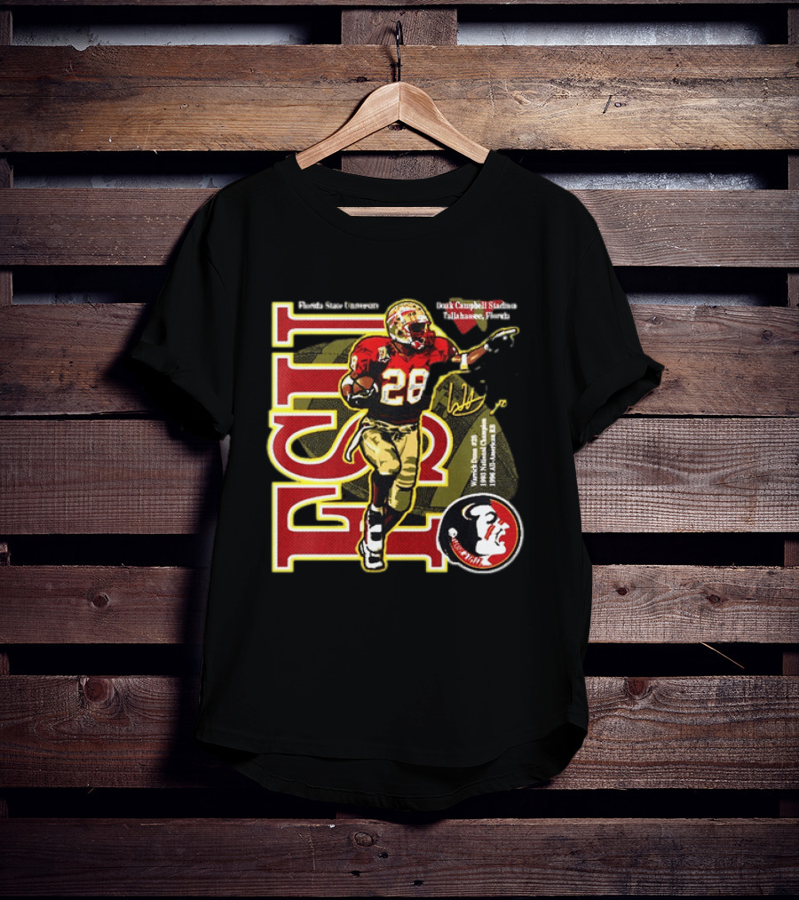 Warrick Dunn Florida State Seminoles 28 Doak Campbell Stadium Tallahassee Florida T-Shirt