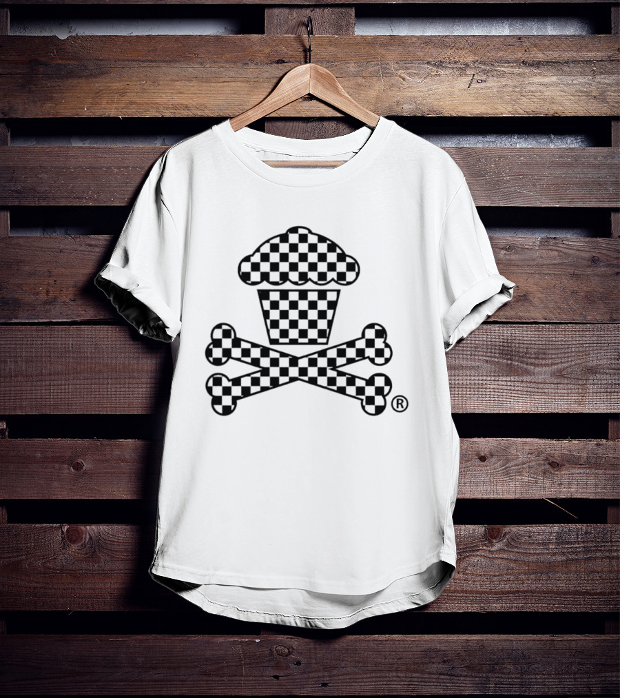 Checkered Cupcake Skull And Crossbones T-Shirt