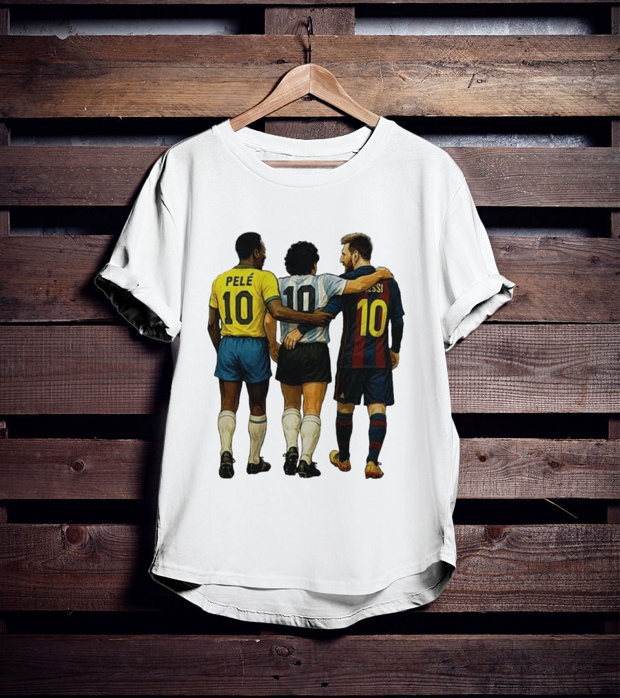 Pele Maradona Messi Football Legends Iconic Trio 10 T-Shirt