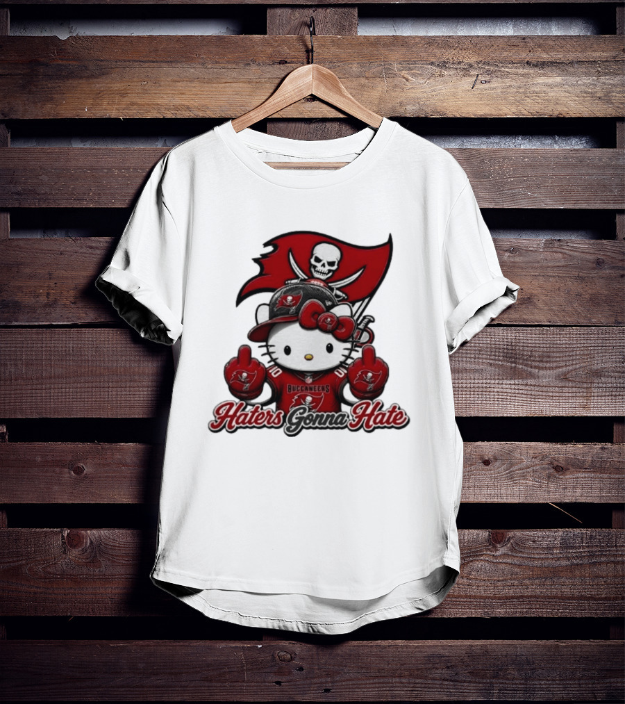 Hello Kitty Buccaneers Football Haters Gonna Hate Middle Finger T-Shirt
