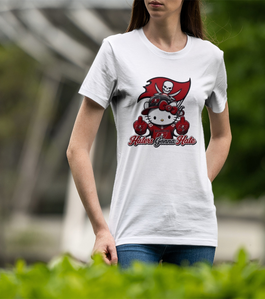 Hello Kitty Buccaneers Football Haters Gonna Hate Middle Finger T-Shirt