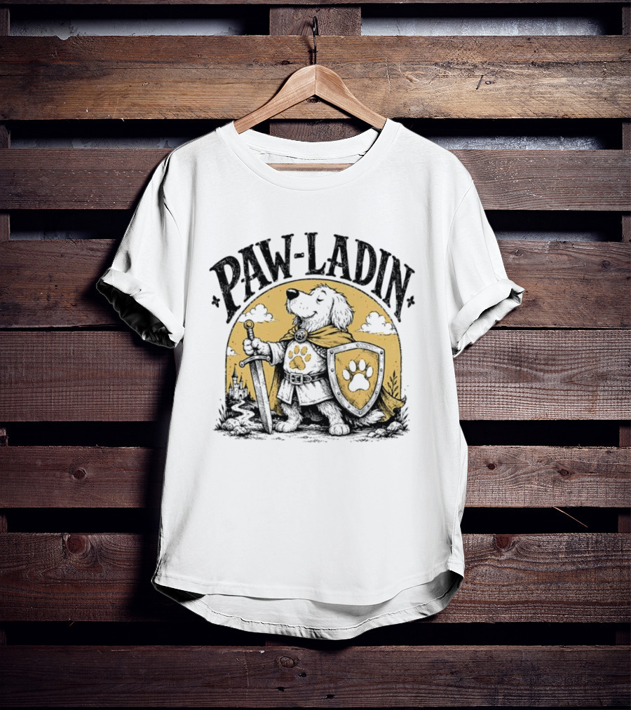Paw Ladin Knight Dog Sword Shield Fantasy Adventure T-Shirt