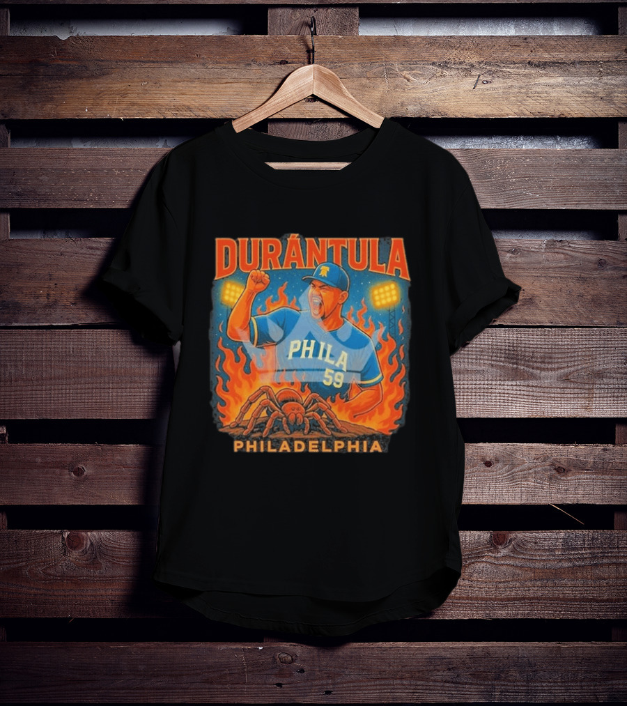 Durantula Philadelphia Phila 59 Baseball Flames Spider T-Shirt