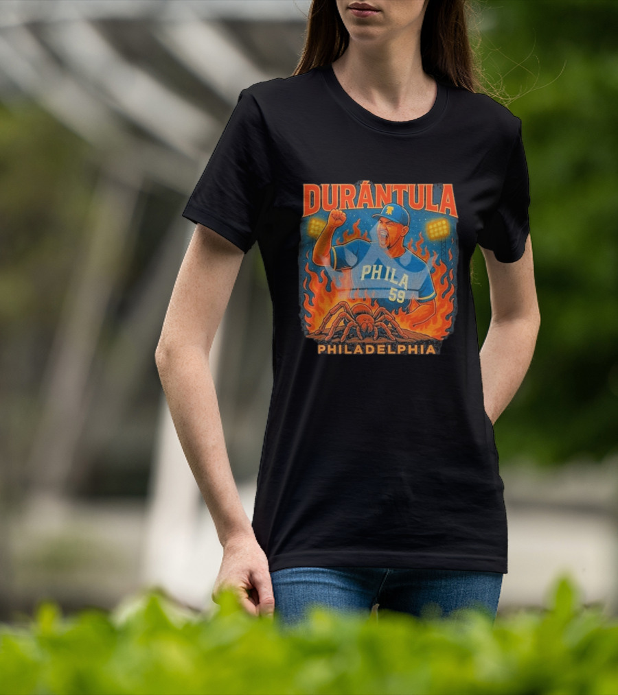 Durantula Philadelphia Phila 59 Baseball Flames Spider T-Shirt