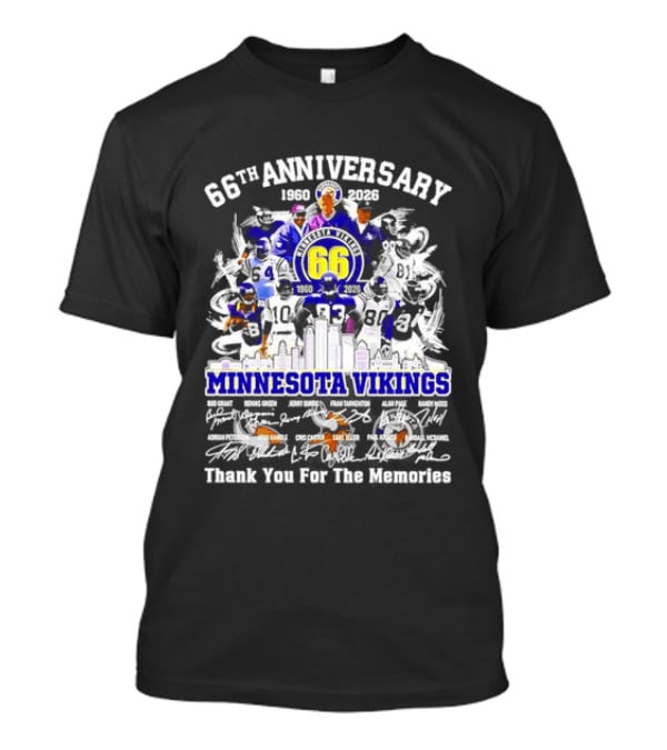 Minnesota Vikings 66th Anniversary 1960 2026 Legends Collage Thank You For The Memories T-Shirt