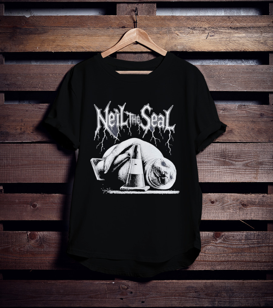 Neil The Seal Heavy Metal Gothic Animal 2026 With Traffic Cone Electric Guitar T-Shirt