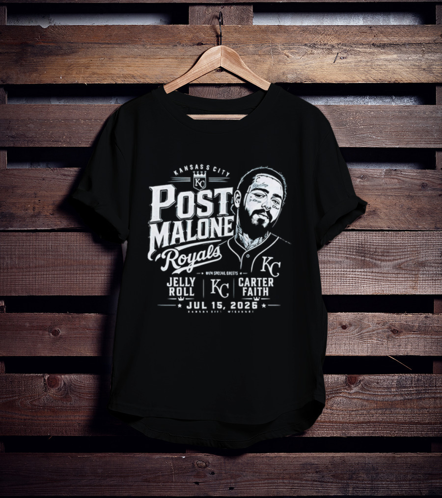 Post Malone Kansas City Royals Concert Jelly Roll Carter Faith KC 2023 T-Shirt