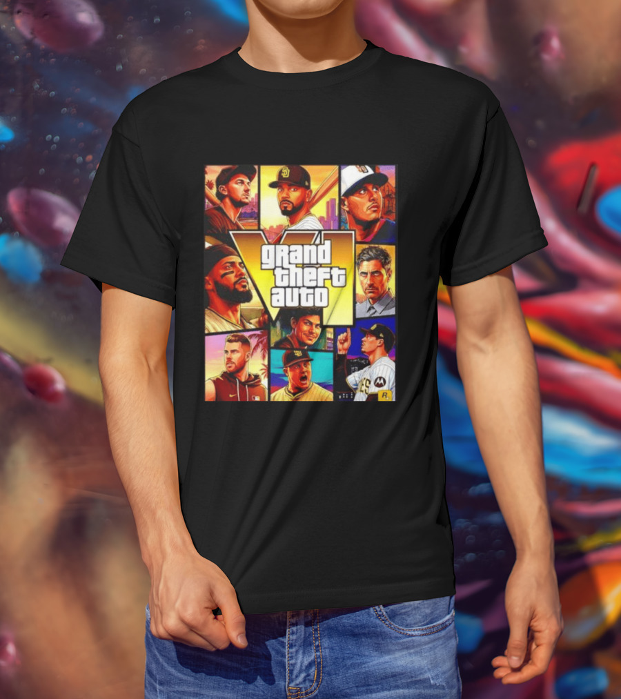 San Diego Padres Grand Theft Auto V Collage Players Team Portraits T-Shirt