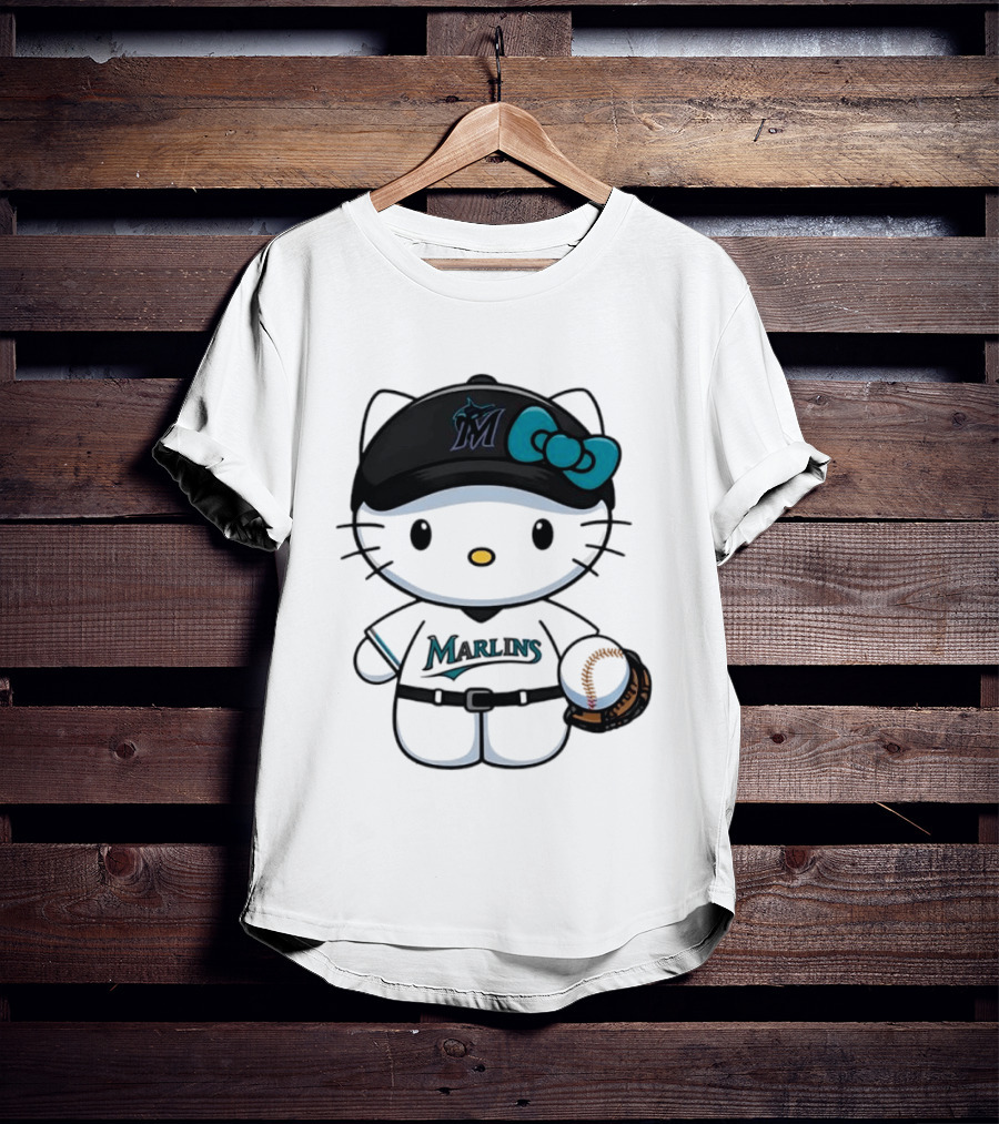 Hello Kitty Miami Marlins MLB Baseball Fan Merchandise T-Shirt