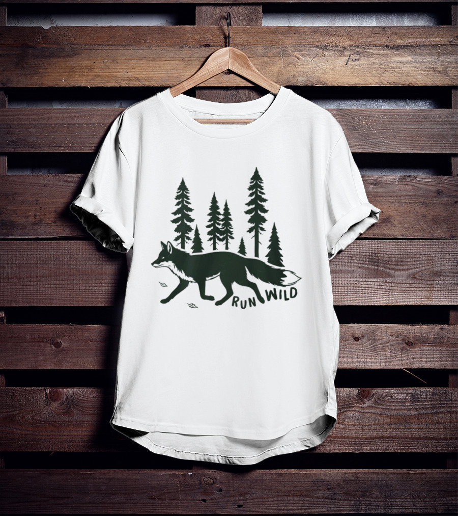 Run Wild Audubon 2026 Fundraiser Fox And Pine Trees T-Shirt