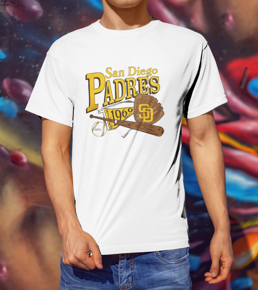 San Diego Padres Baseball Glove Bat Ball Since 1969 T-Shirt