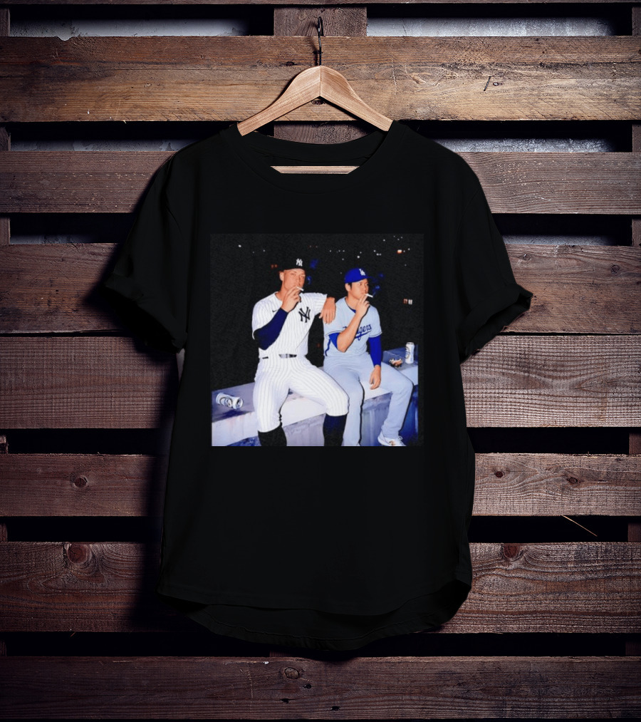 Aaron Judge New York Yankees Shohei Ohtani Los Angeles Dodgers MLB Smoking Scene T-Shirt