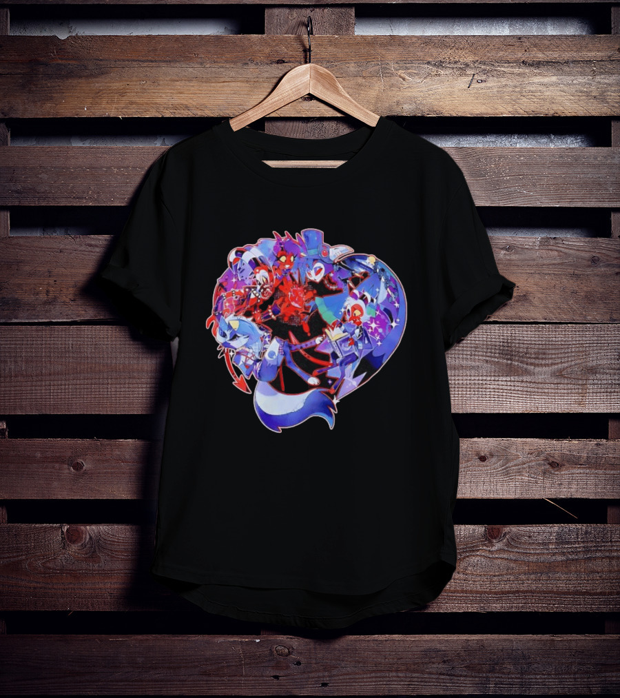 Blitzo Moxxie Millie Loona Stolas Helluva Boss Cast Crew Ensemble Vibrant Character Collage T-Shirt