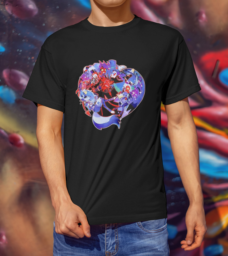 Blitzo Moxxie Millie Loona Stolas Helluva Boss Cast Crew Ensemble Vibrant Character Collage T-Shirt