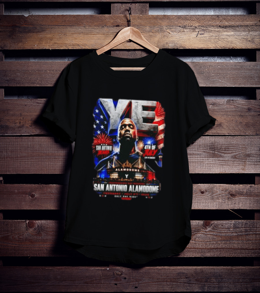 Kanye West Ye San Antonio Alamodome 4th Of July Concert Independence Day Fireworks Flag Stars T-Shirt