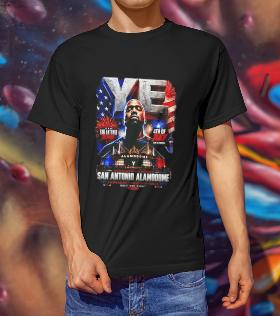 Kanye West Ye San Antonio Alamodome 4th Of July Concert Independence Day Fireworks Flag Stars T-Shirt