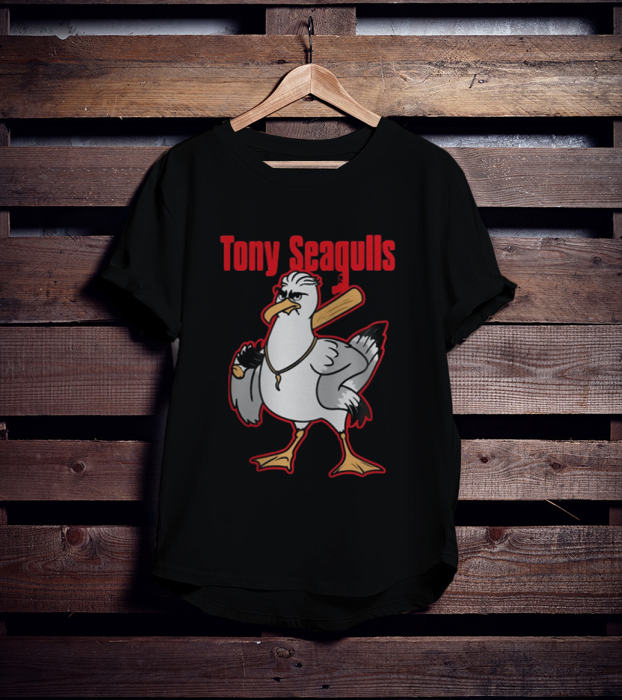 Tony Seagulls Section 10 Bird Character With Baseball Bat T-Shirt