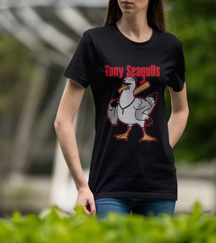 Tony Seagulls Section 10 Bird Character With Baseball Bat T-Shirt