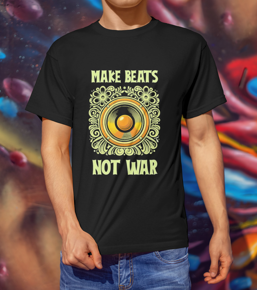Make Beats Not War Boho Hippy Music Speaker T-Shirt