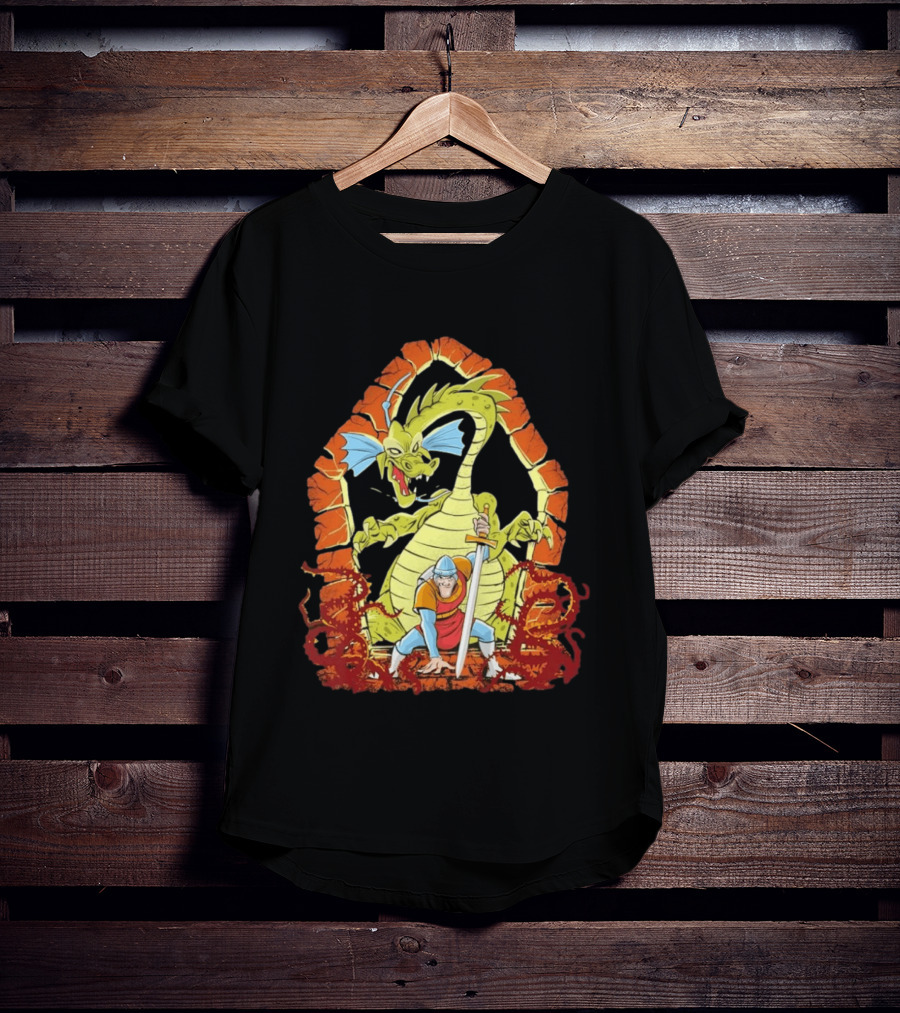 Dragons And Knights Brave Warrior Confronts Fearsome Beast In Epic Battle Scene T-Shirt