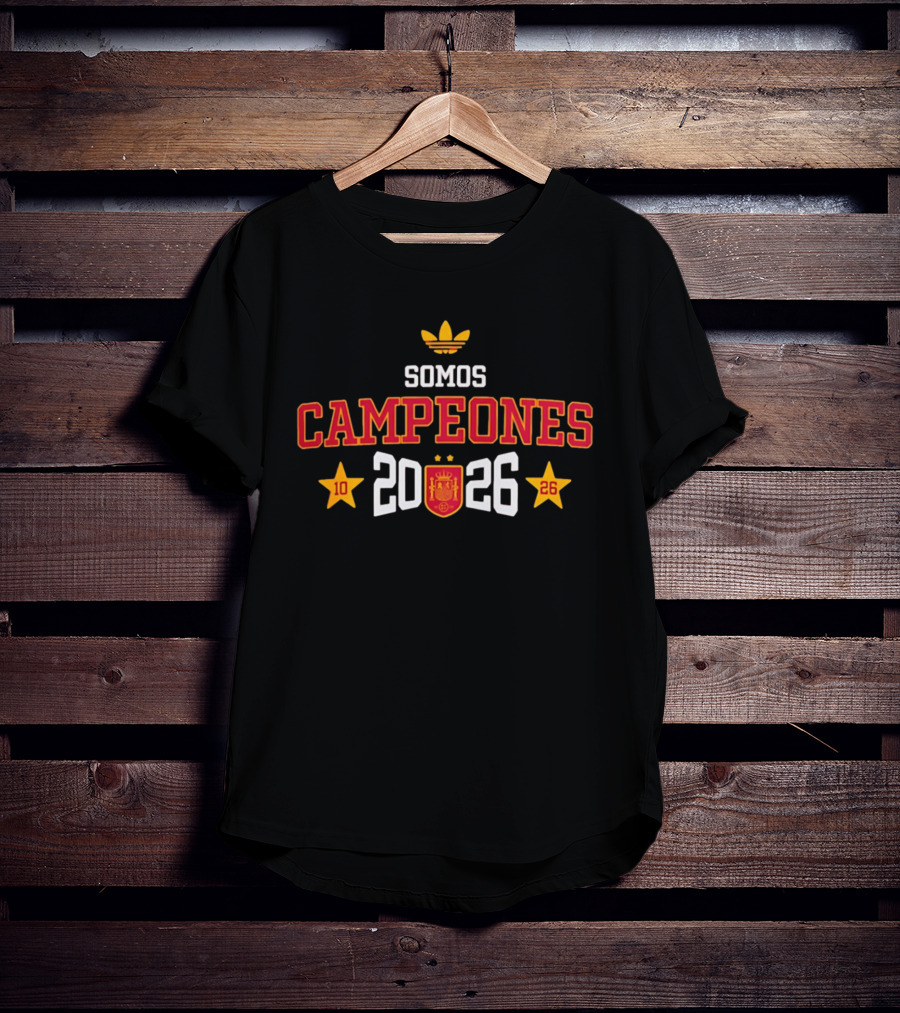 Spain National Team Somos Campeones 2026 Logo Adidas Crest Stars T-Shirt