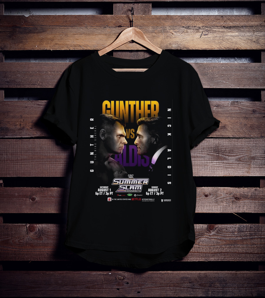 WWE SummerSlam Minnesota 2026 Gunther Vs Nick Aldis August 1 2 Match T-Shirt