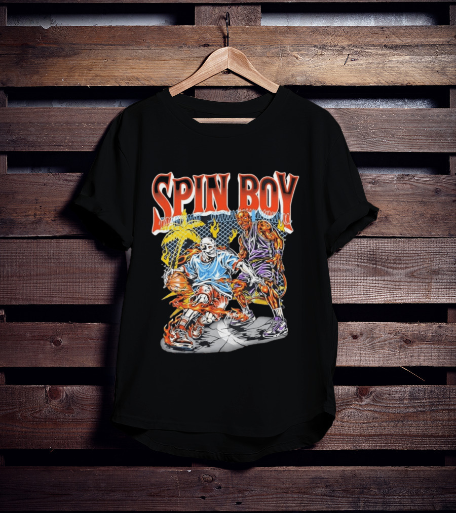 Nomouth Spin Boy Flaming Basketball Streetwear T-Shirt