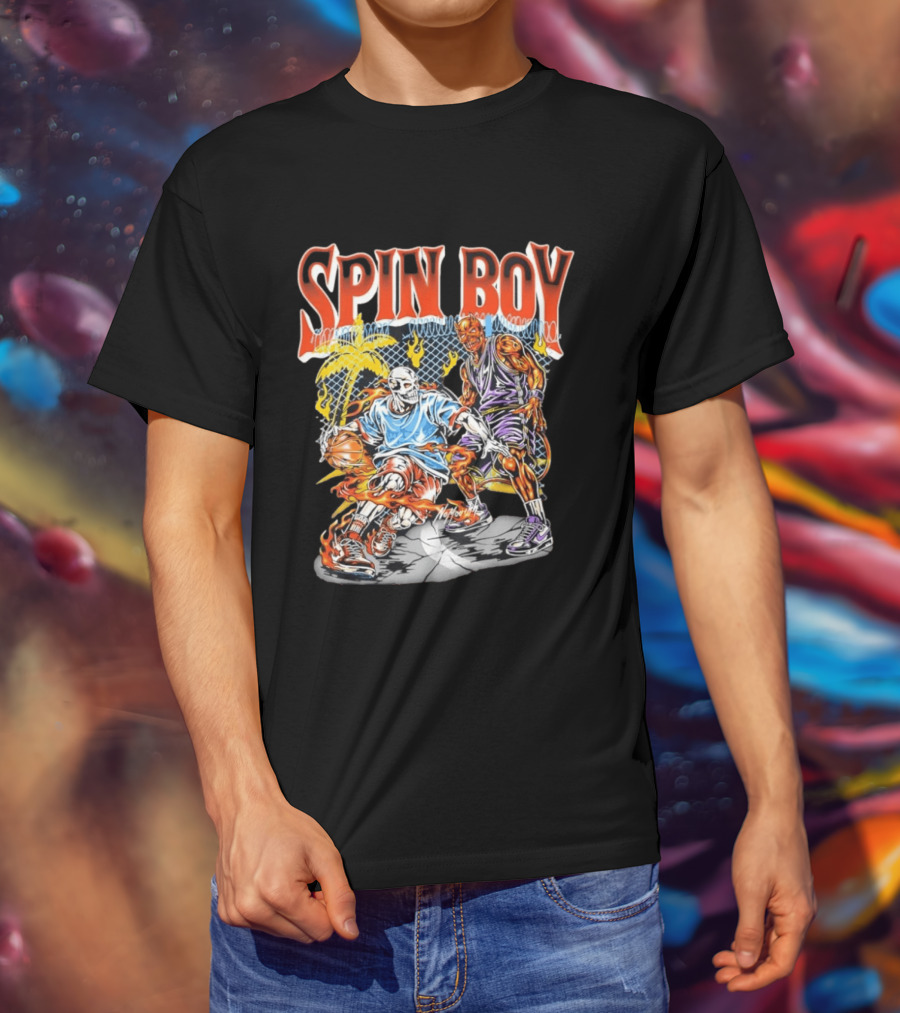 Nomouth Spin Boy Flaming Basketball Streetwear T-Shirt