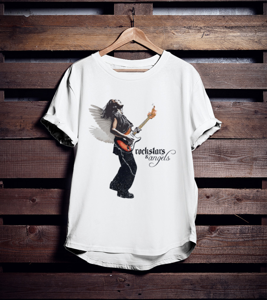 Angel Guitarist With Fiery Rockstars And Angels T-Shirt