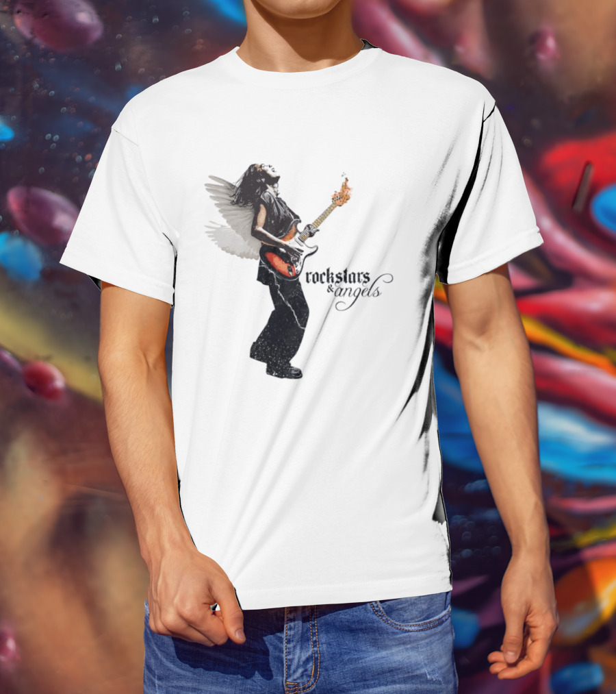 Angel Guitarist With Fiery Rockstars And Angels T-Shirt