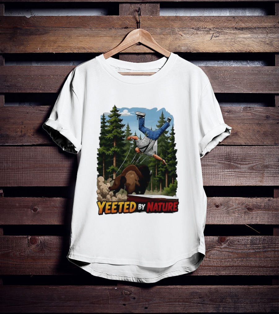 Bison Tossing Tourist Adventure Yeeted By Nature Comedy T-Shirt