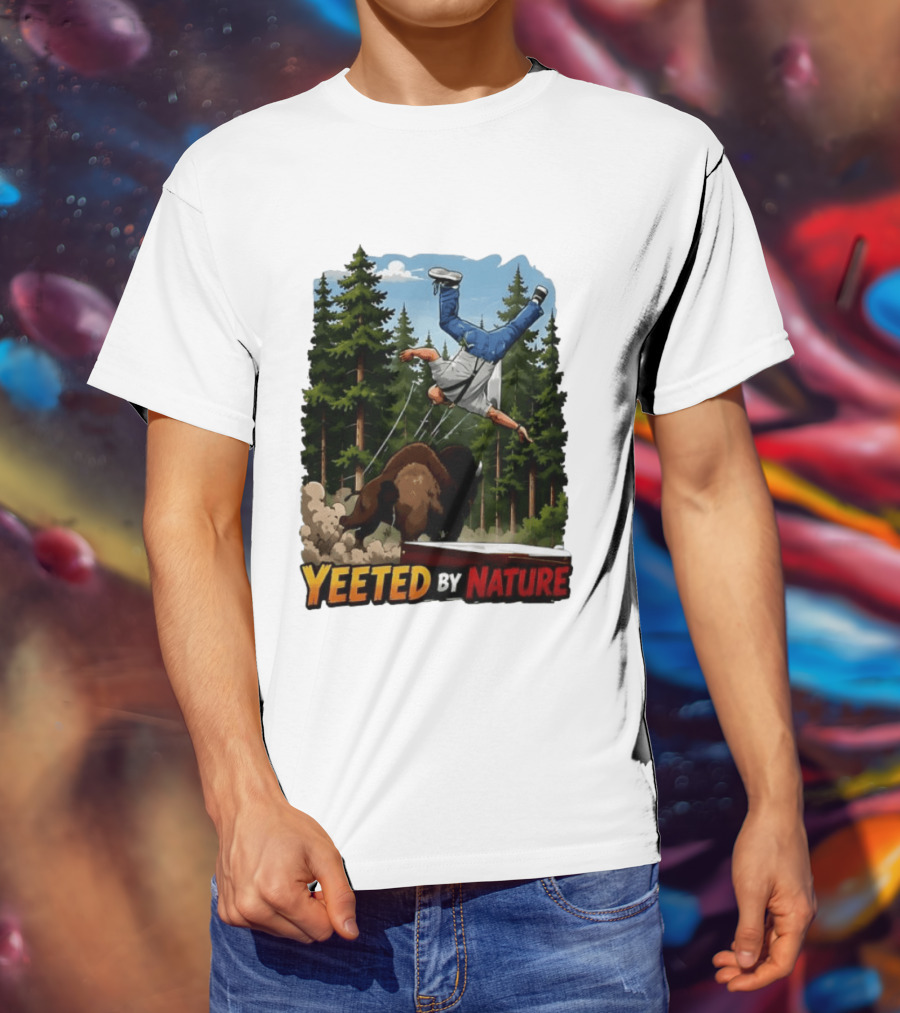 Bison Tossing Tourist Adventure Yeeted By Nature Comedy T-Shirt