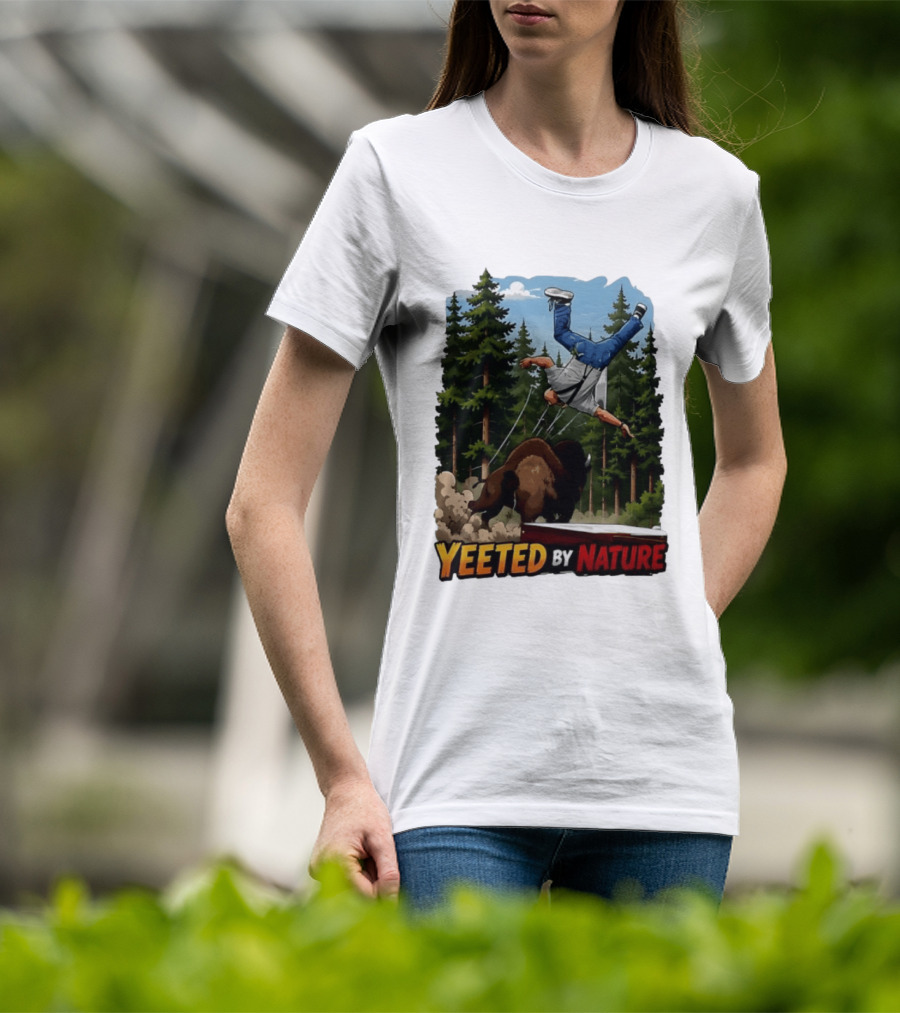 Bison Tossing Tourist Adventure Yeeted By Nature Comedy T-Shirt