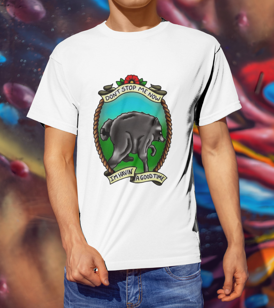 Dancing Wolf Don't Stop Me Now I'm Havin' A Good Time T-Shirt