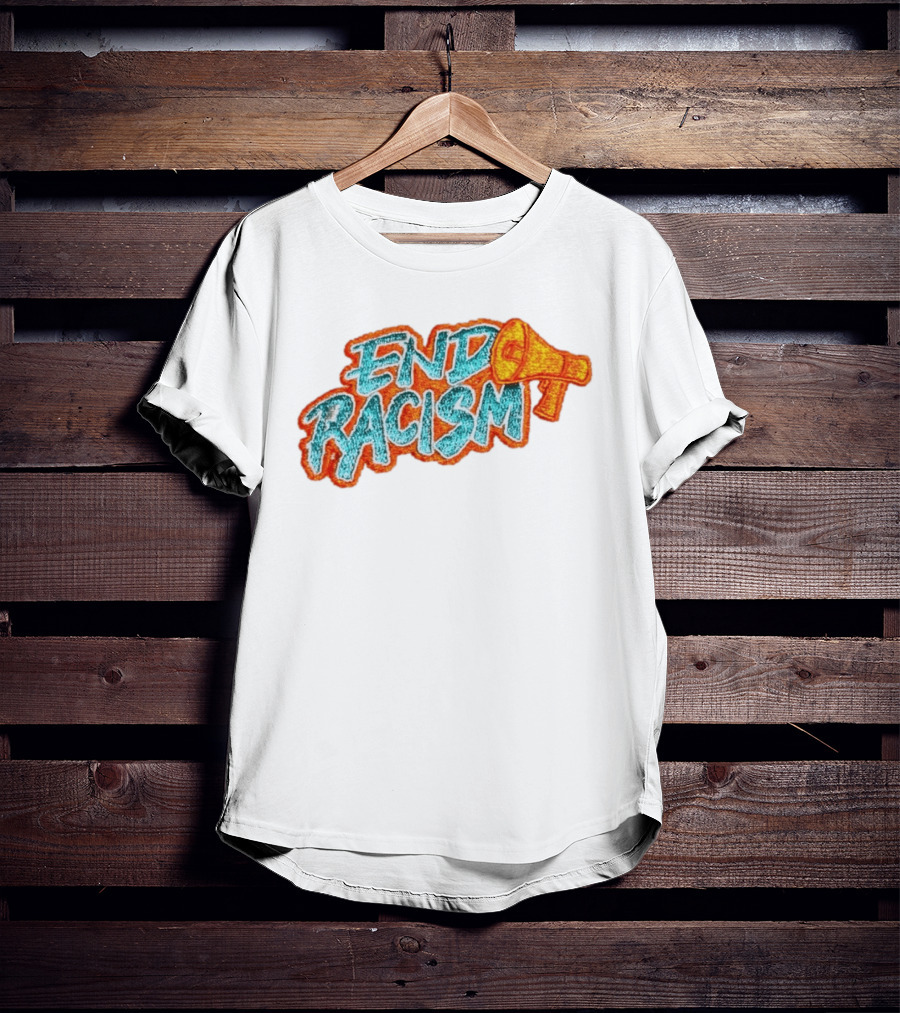 End Racism Embroidered Iron On Patch With Megaphone Applique T-Shirt
