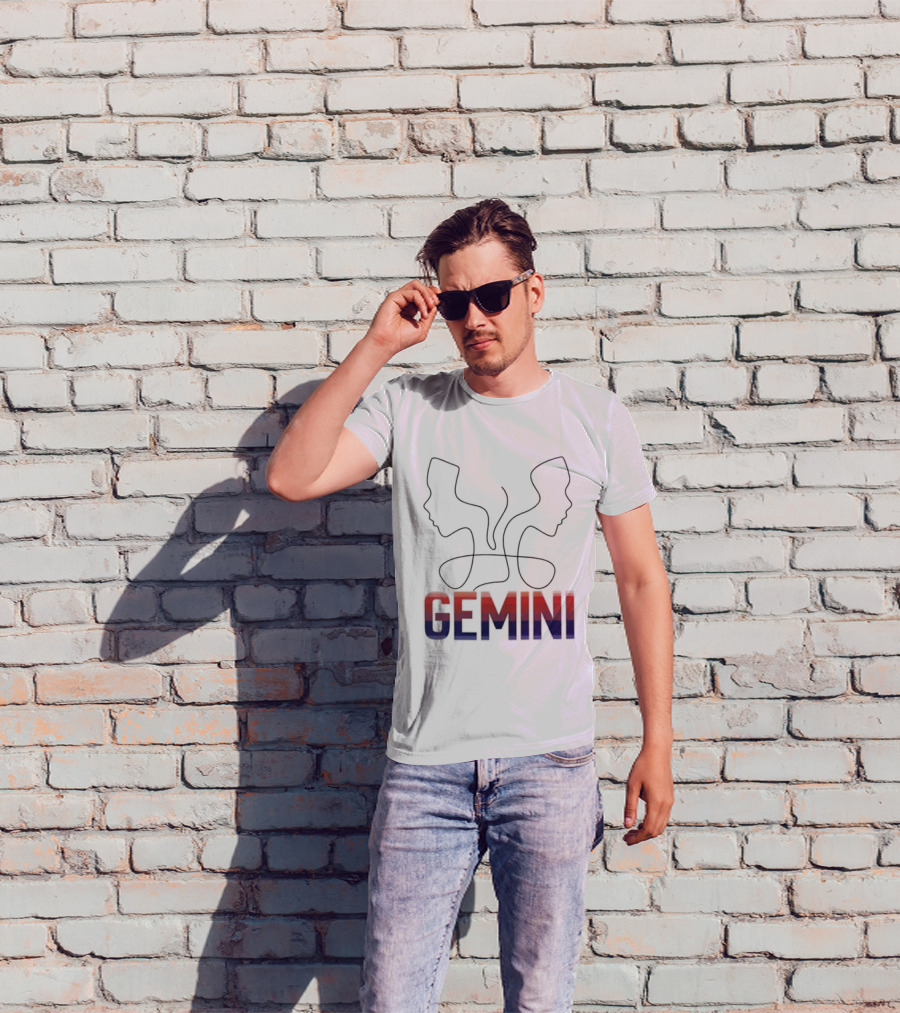 Gemini Zodiac Rainbow Outline LGBTQ Pride T-Shirt