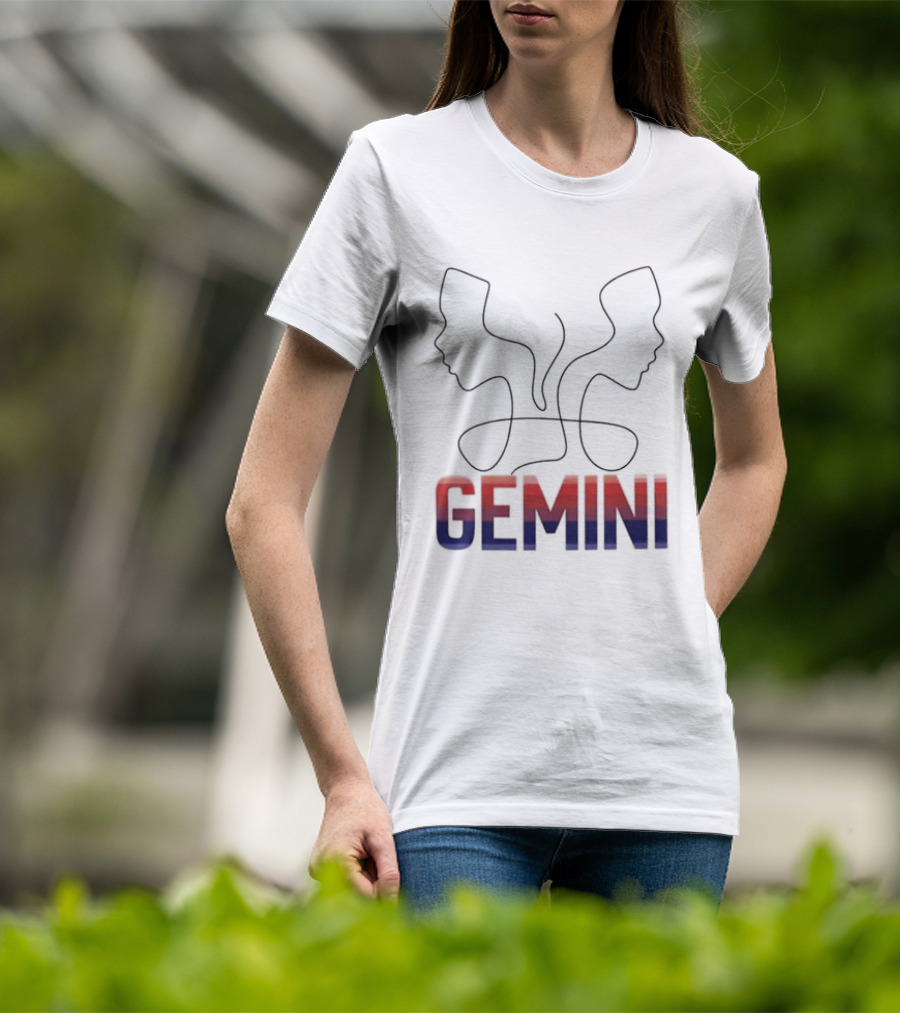 Gemini Zodiac Rainbow Outline LGBTQ Pride T-Shirt