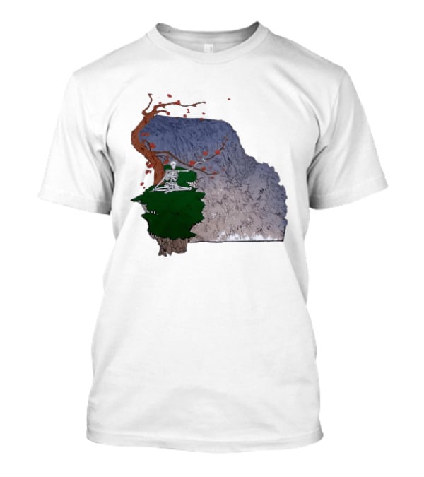 Grateful Dead Skeleton Meditating Under Flowering Tree T-Shirt