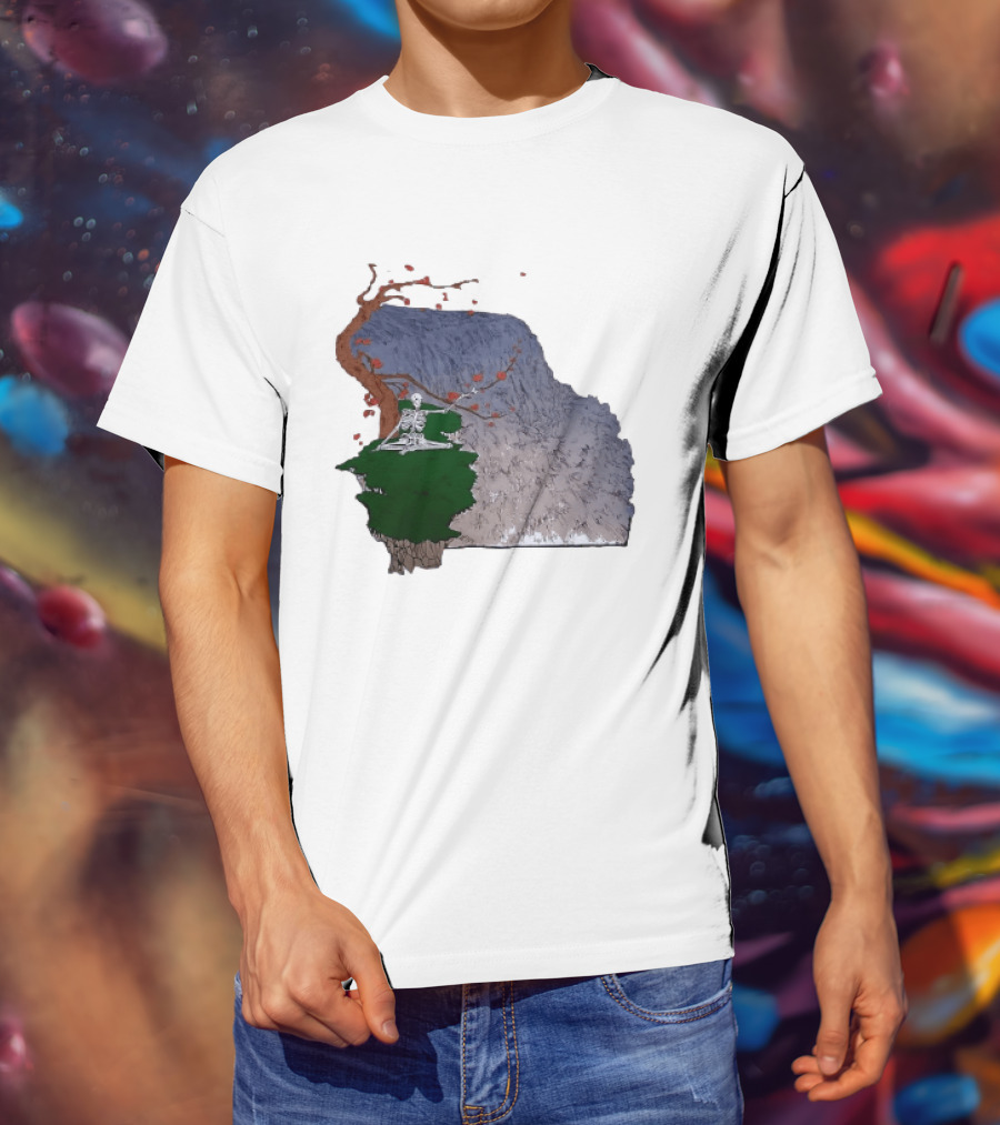 Grateful Dead Skeleton Meditating Under Flowering Tree T-Shirt